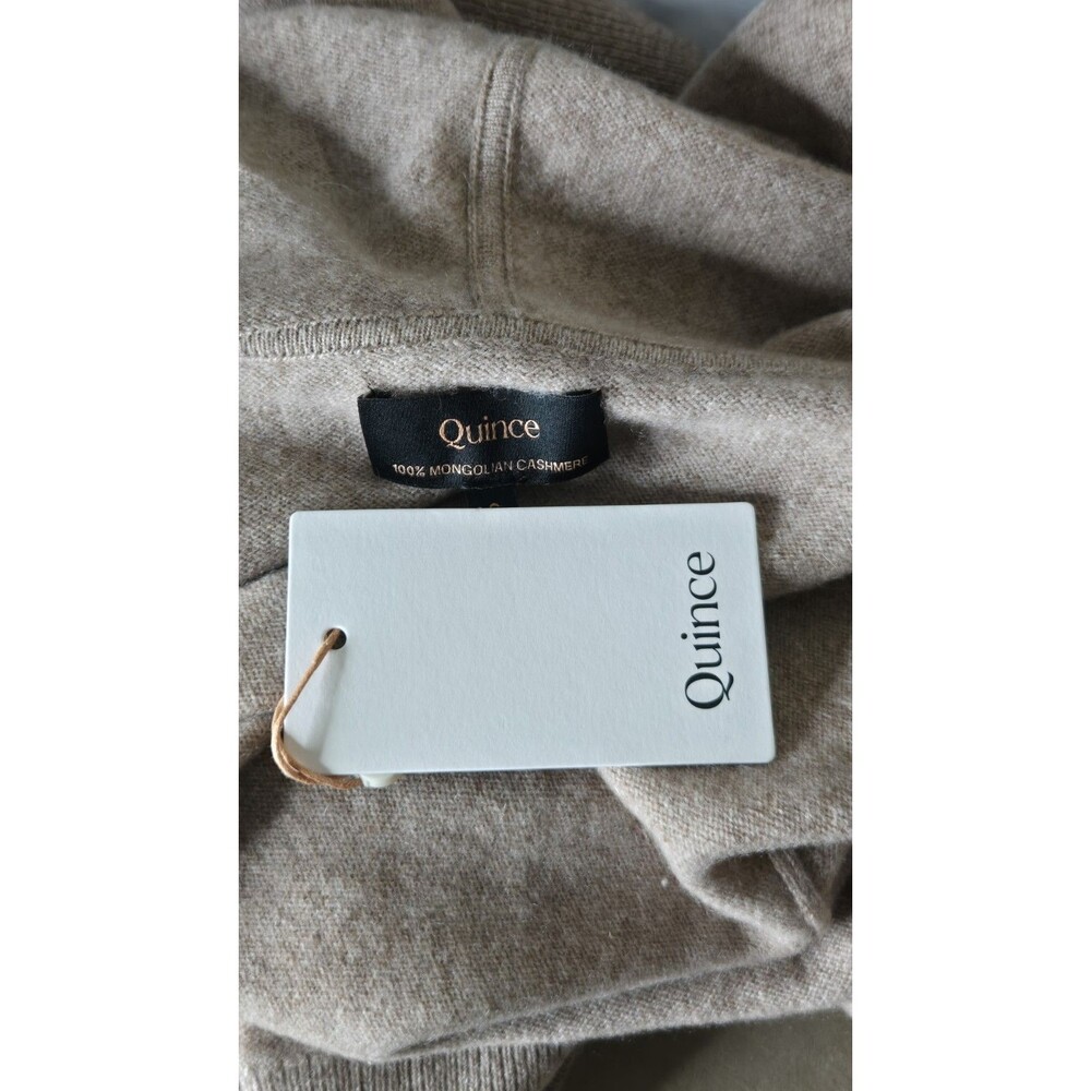 NWT Quince Womens Oatmeal Tan Mongolian Cashmere Full Zip Hoodie  Sweater Sz M - Picture 5 of 8